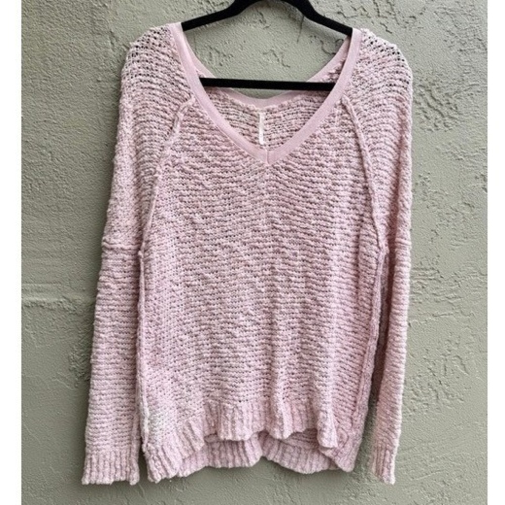 Free People Womens Pink Pastel Slouchy Oversized Sweater MEDIUM Coquette Soft - Picture 1 of 9